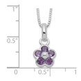 thumbnail image 2 of 925 Sterling Silver Solid Amethyst Flower Pendant With Chain 16 Inch Spring-Ring Chain Necklace for Women and Men, 2 of 2