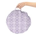 thumbnail image 2 of Polygons Round Floor Cushion with Handle, Abstract Striped Triangles Monochrome Design Tile Inspired Ornament Pattern, Pillow for Living Room & Dorms, 18" Round, Lavender White, by Ambesonne, 2 of 4