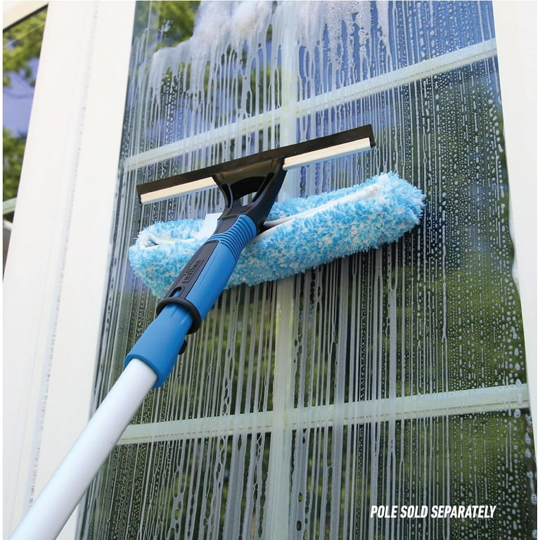 Unger Professional 2-in-1 Window Cleaning Tool - Microfiber Scrubber & Squeegee With 8ft Pole - Streak-Free Cleaning
