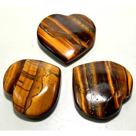46mm Yellow Tiger's Eye Heart Best Gift Natural Mugglestone Polished Crystal Stone Chatoyant Mineral - Africa