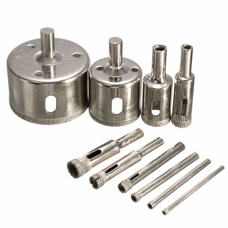 10pcs Diamond Coated Core Hole Saw Drill Bit Set Hole Saw Cutter For Tile Ceramic Glass (Best Drill For Ceramic Tile)