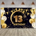thumbnail image 3 of Decoraciones para fiesta de cumpleaños, cartel con Logo de oro Ultra negro, pancarta de fondo para fotomatón de aniversario, 3 of 5