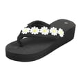 thumbnail image 6 of Rokment Womens Beach Platform Wedges Dress Slippers Sandals Black Boho Vacation Colorful Crochet Flower Height Increasing Flip Flops Summer Casual High Heel Slip on for Indoor Outdoor White Size 7, 6 of 7