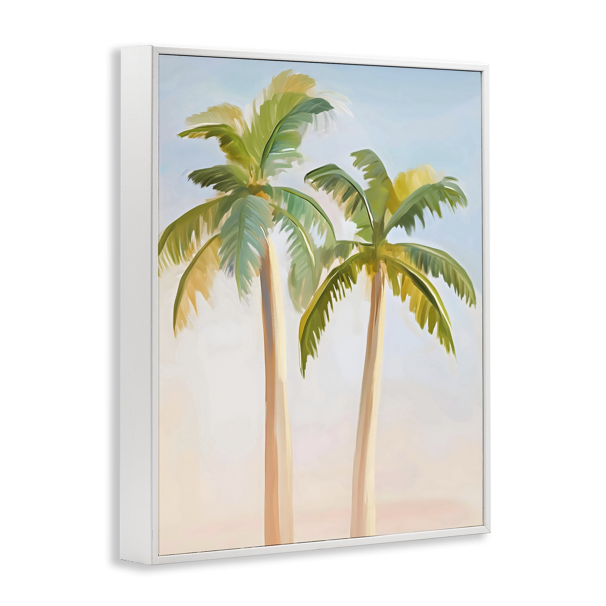 Stupell Industries Tropical Palm Twins at Sunrise White Framed Giclee Art, design by The Prints Vibe