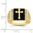 thumbnail image 3 of 10k Yellow Gold Open Back CZ & Onyx Cross Men's Band Ring, 3 of 7