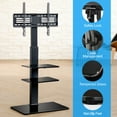 thumbnail image 2 of FITUEYES TV Stand with Swivel Mount Glass Base for up to 65 inch with two shelves Samsung Vizio TCL LED LCD flat screen TVs,TT307001MB-1, 2 of 8
