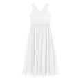 thumbnail image 3 of TSSOE Kids Girls Sleeveless Ruched Junior Bridesmaid Dresses V Neck Princess Chiffon Wedding Party Ivory 10, 3 of 5