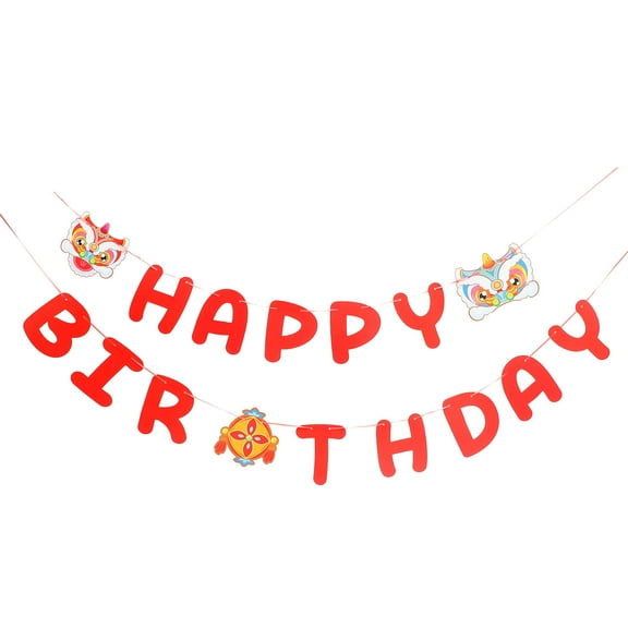 LEORX 1Set Red Happy Birthday Banner Party Decoration Durable Reusable Hanging Flag