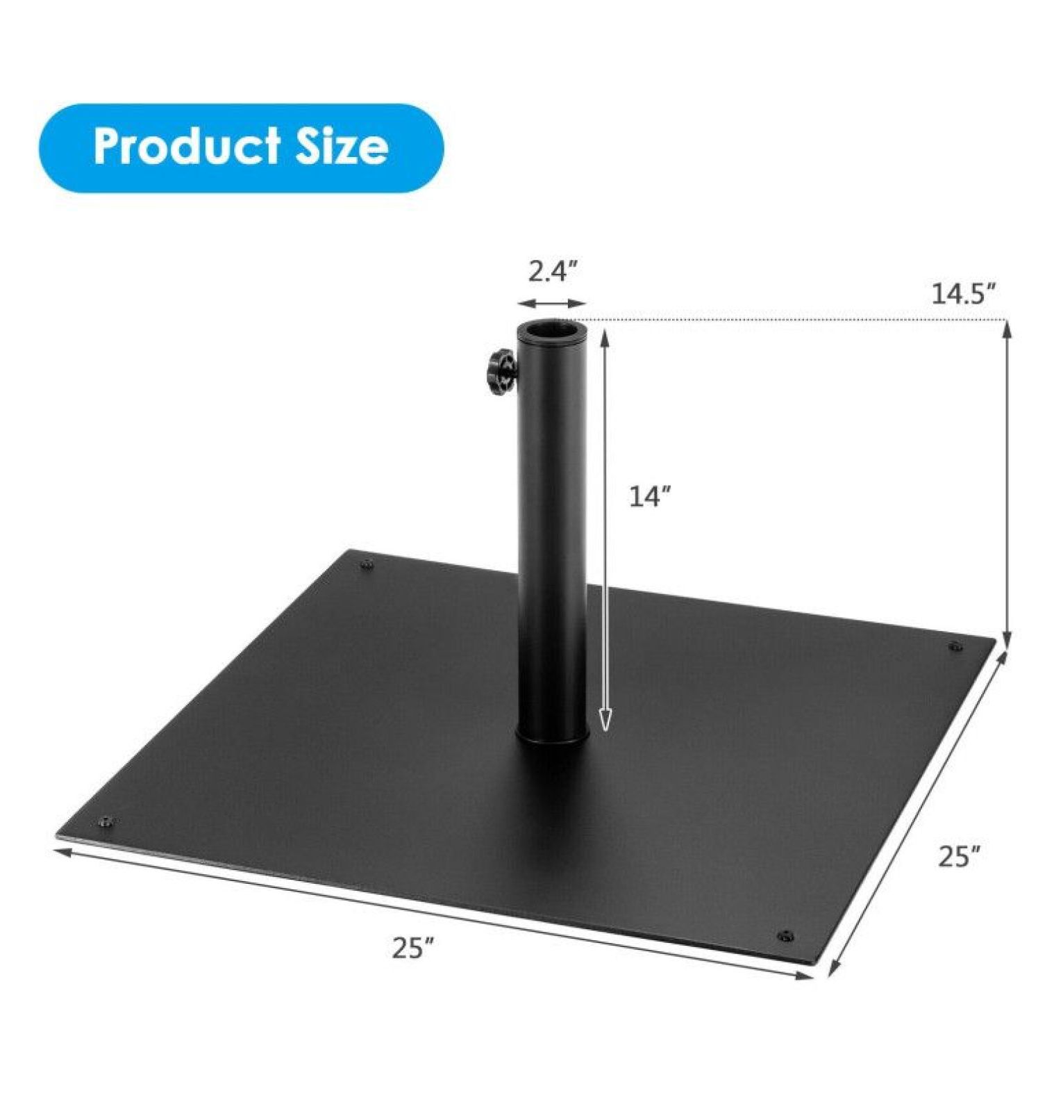 Umbrella Base 40lbs, Square Patio Umbrella Stand - Heavy Duty Steel, Hand Tightening Knob, Fits 1.4-1.9" Poles, Outdoor Backyard Use