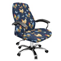ZIATUBLES Rotating Chair Desk Chair Cover Butterfly Flower Printed Universal Computer Office Chair Covers with Snap Button Removable Washable Furniture Protector Slipcovers, L