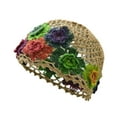 thumbnail image 4 of Milageto Flower Crochet Casual Hollow Skull Cap for Party Outdoor Shopping Khaki, 4 of 8