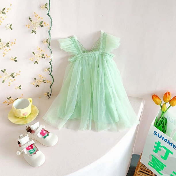 Vestido de malla con alas de mariposa para niñas Vestido de princesa para niñas pequeñas Vestido de pieza