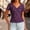 Purple, variant on Women's Slim Fit V-Neck Short Sleeve Lace Base Layer Top with Hollow Out Design