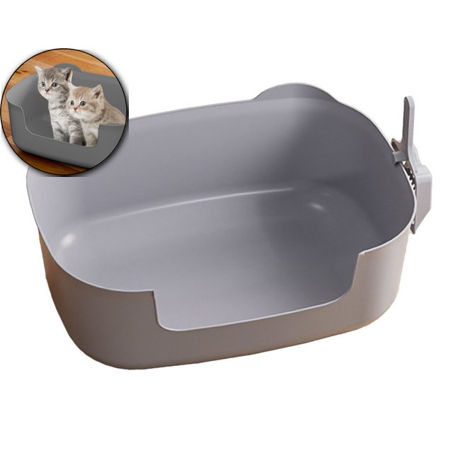 Dvruxg Large Cat Litter Box with High Sides, Cat Boxes for Indoor Cats, Cat Litter Pan for Kitty, Litter Box with Low Entry, Easy to Clean, Anti-Splashing