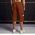 thumbnail image 5 of Men's Olive Green Cargo Shorts With 7/8 Length And Multiple Pockets Featuring Loose Fit Cuts For Summer Streetwear Hiking Fishing Camping Yard Chores Wine XL, 5 of 5