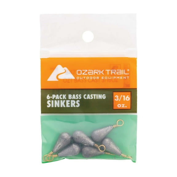 Ozark Trail Bass Casting Sinkers 3/16 Ounce 6 Pack