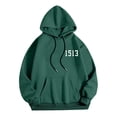 thumbnail image 6 of sususu Hoodies for Men With Zipper Letter Print Hooded Sweatshirt Casual Pullover With Front Pocket Comfortable Streetwear For Daily Wear,Dark Green,XXL, 6 of 6