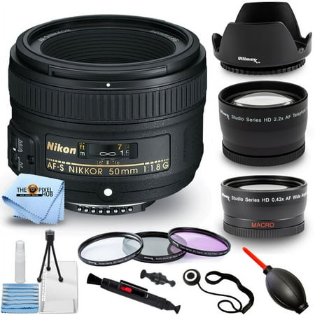 Image of Nikon AF-S NIKKOR 50mm f/1.8G Lens 2199 - Telephoto and Wide Angle Lenses Filter Kit Cleaning Pen and More