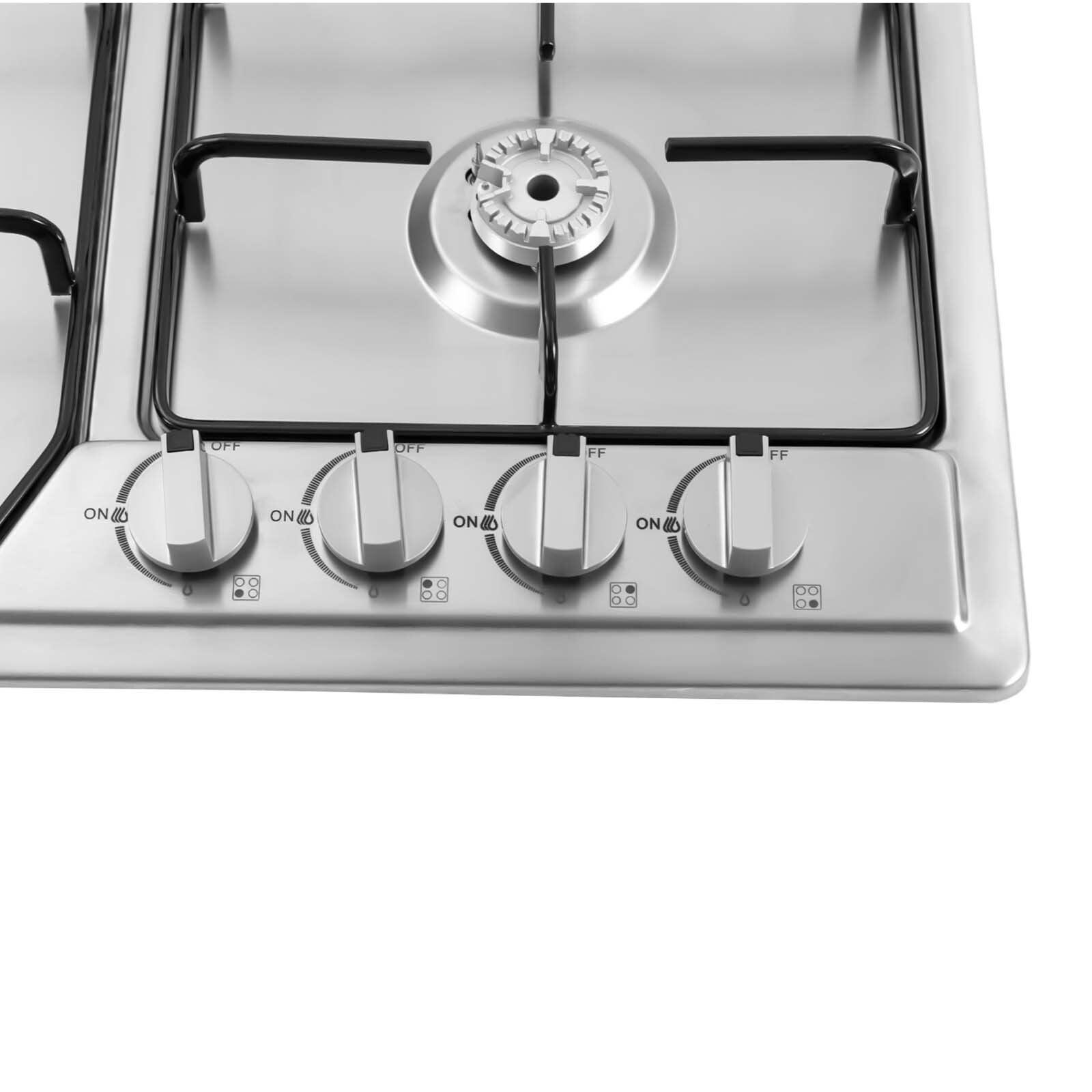 Kitchen Cooktop, Gas Stove, 4 Burner Stainless Steel Built-in Cooktop, Natural Gas with Safety Valve, Easy Operation, for Home Cooking