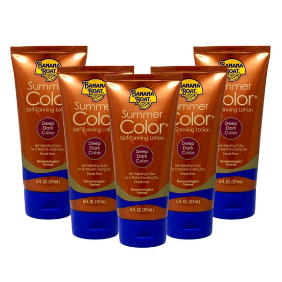 5 Pack Banana Boat Summer Color Self-Tanning Lotion, Deep Dark Color 6oz Each