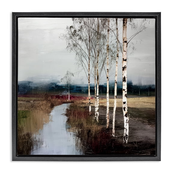 Stupell Industries Birch Creek River Black Framed Floater Canvas Wall Art, design by Kim Curinga