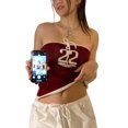thumbnail image 2 of VISgogo, camisetas de tubo de punto informales para mujer, camisetas sin tirantes con ombligo expuesto y cuello de barco a la moda con número de corazón VISgogo moda, 2 of 6