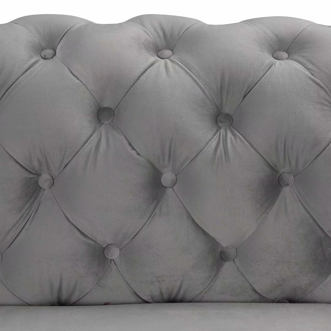 Morden Fort Couches for Living Room, Sofas for Living Room Furniture Sets, Chair, Couch and Sofa 3 Pieces, Fabric, Dutch Velvet Silver Grey