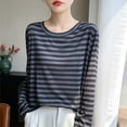 thumbnail image 4 of Zorckvet Shirts for Women Tunic Blouses Striped Casual Pullover Womens Tops Long Sleeve, 4 of 6