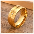 8mm Men's Wedding Band, AAA CZ Stone Solitaire Ring, Matte 14K Yellow ...