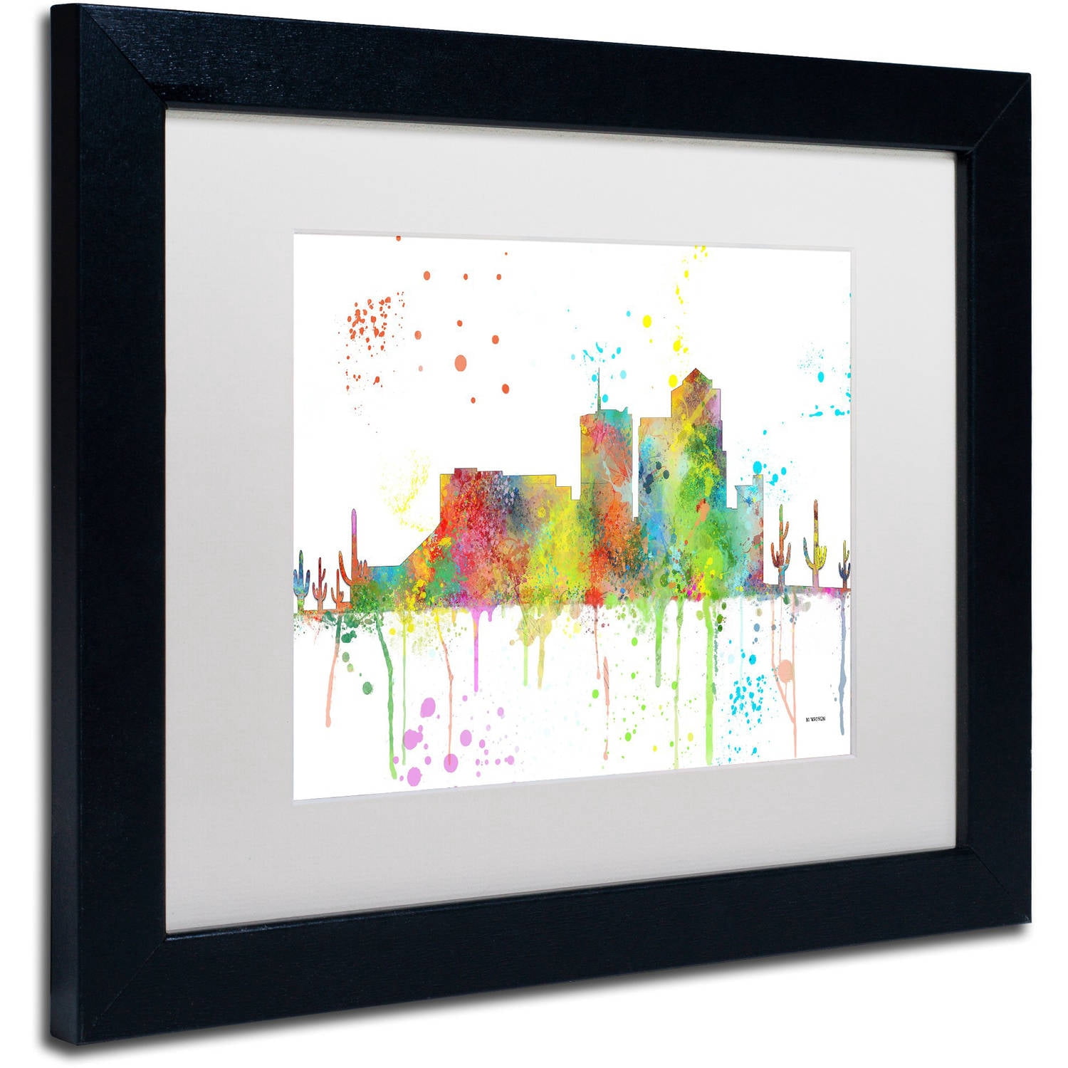 Trademark Fine Art "Tucson Arizona Skyline Mclr-1" Canvas Art by Marlene Watson, White Matte, Black Frame