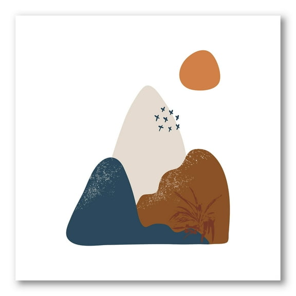 Abstract Minimal Shapes Under Flowers VI 16 in x 16 in Painting Canvas Art Print, by Designart