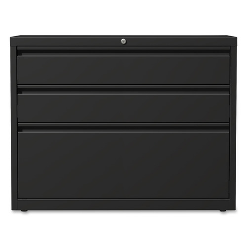 Lorell 36 36" x 18.6" x 28" - 3 x Drawer(s) for Box, File - A4, Legal, Letter - Lateral - Hanging Rail, Locking Drawer, Ball-Bearing Suspension, Magnetic Label Holder, Interlocking, Durable, Reinforce - image 2 of 7