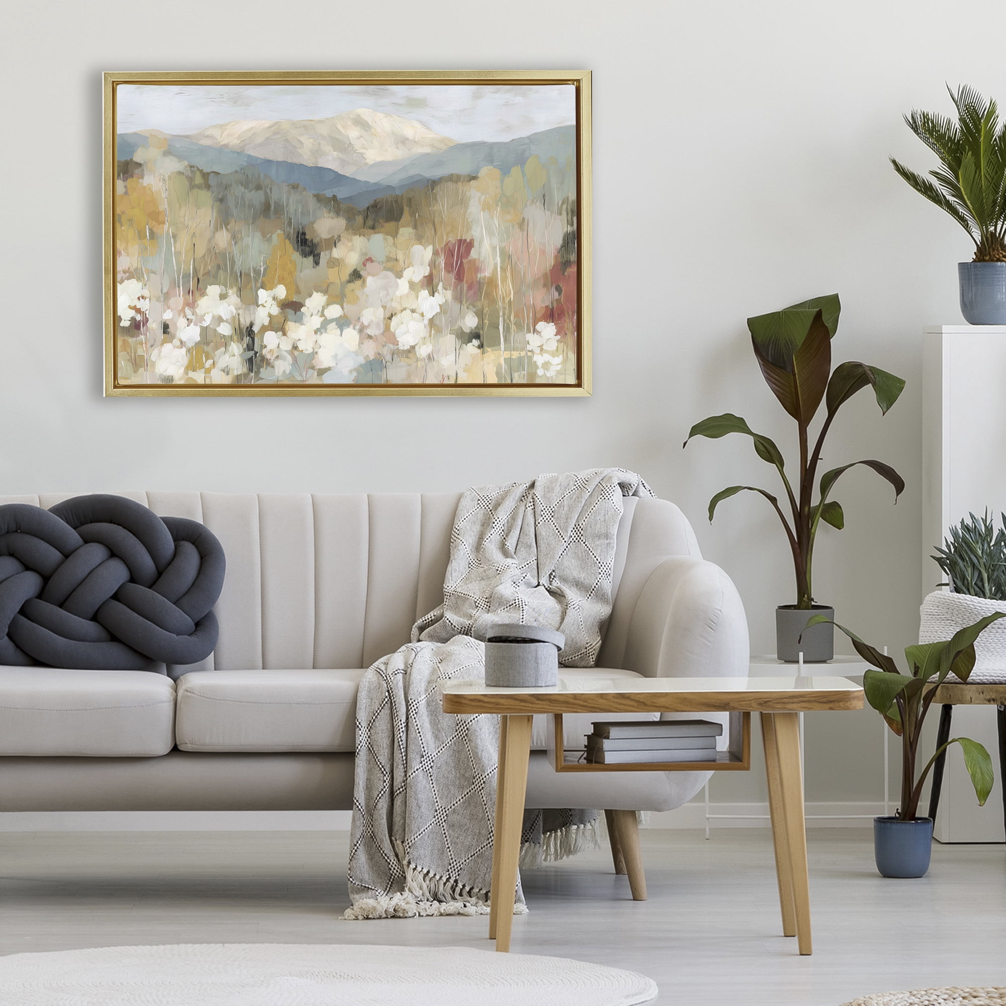 Stupell Industries Autumn Mountain Meadow Gold Framed Floater Canvas Wall Art, design by Chromatic Storm Studio