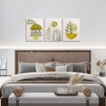 thumbnail image 2 of Geometric Canvas Wall Art Set of 3,Minimalism Botanical Boho Wall Decor for Bedroom Ivory Sand Yellow Line Leaf Canvas Art Prints,Plant Leaves Half Round Circular Stripes Pictures Bathroom Wall Decor, 2 of 5