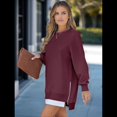 thumbnail image 4 of Sudadera de Larga con Cremallera y Abertura para Mujer, Estilo Informal, con Capucha y Cremallera, para Otoño Vino Tinto M, 4 of 10