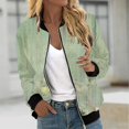 thumbnail image 2 of Tiqkatyck Winter Jackets Clearance, Women Autumn Fashion Leisure Square Thin Jacket with Flap Pocket Jacket with Elastic Hem and Cuffs Coat Baseball Top for Women C M, 2 of 5