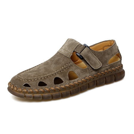 

Men Summer Casual Closed Toe Leather Sandals Outdoor Fisherman Beach Sandals