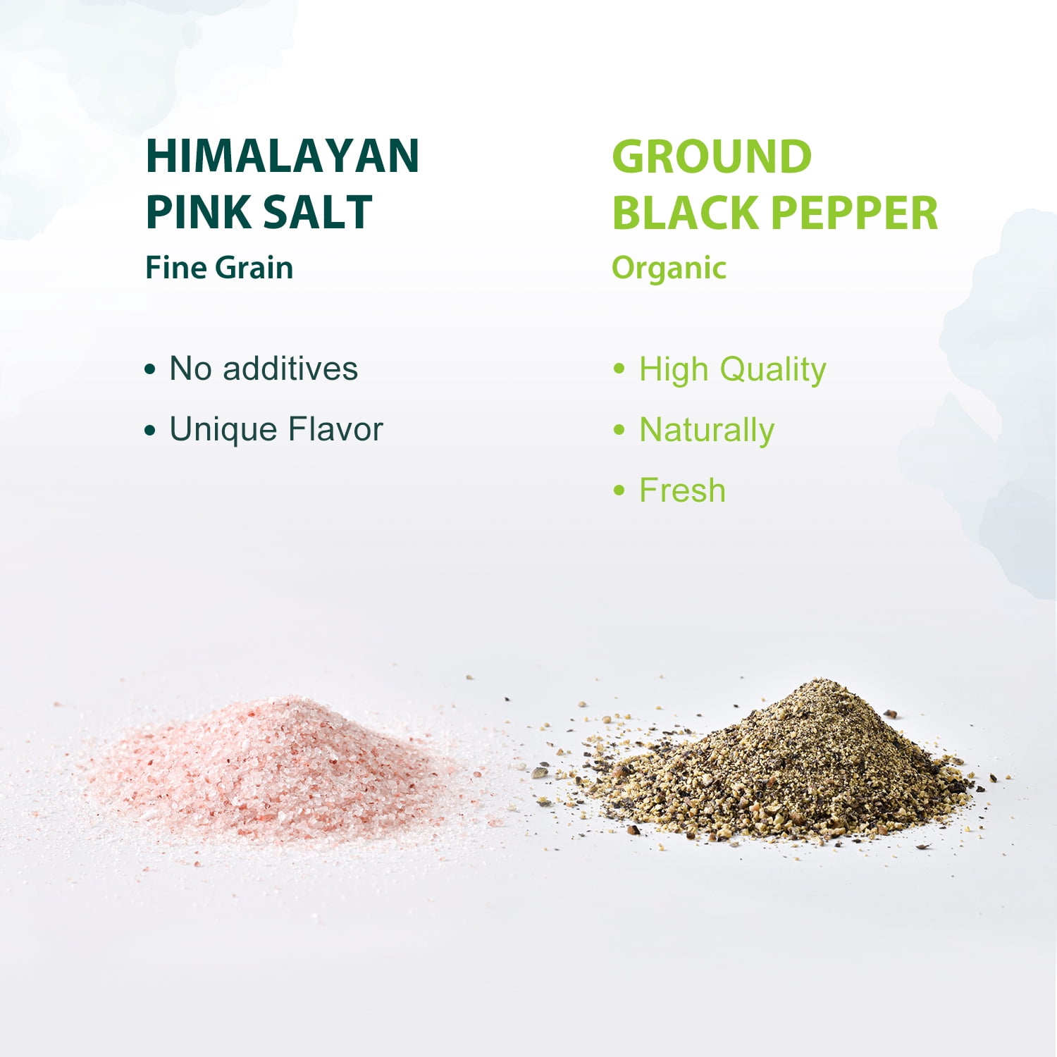 Soeos Himalayan Pink Salt Fine Grain 39 oz, Pink Himalayan Salt, Organic Ground Black Pepper 18 oz, Organic Black Pepper, Salt and Pepper Set