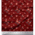 thumbnail image 1 of Soimoi Tissu Popeline de Coton Imprimé Feuilles & Roses au Mètre 56 Pouces de Large, 1 of 3