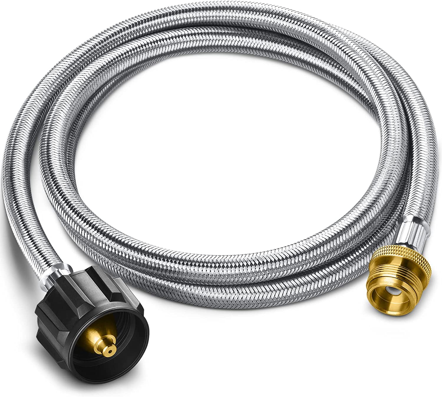 5 Feet Stainless Steel Braided Propane Adapter Hose 1 lb to 20 lb