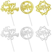 30 Pcs Happy Birthday Cake Toppers,Sonku Glitter Cupcake Topper Perfect Cake Decorations for Birthday Party-Gold,Silver Walmart Canada