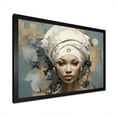 thumbnail image 3 of Designart "Collage Of An African Woman In Blue And Beige II" Africa Picture Framed Canvas Wall Art, 3 of 5