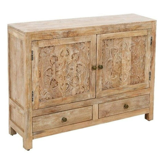 Carter Weatherly 2-Door 2-Drawer Solid Wood Accent Cabinet in White Wash