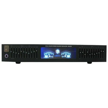 Mr. Dj USA DEQ500 Dual Band Stereo Graphic Equalizer with 10 Band EQ Blue