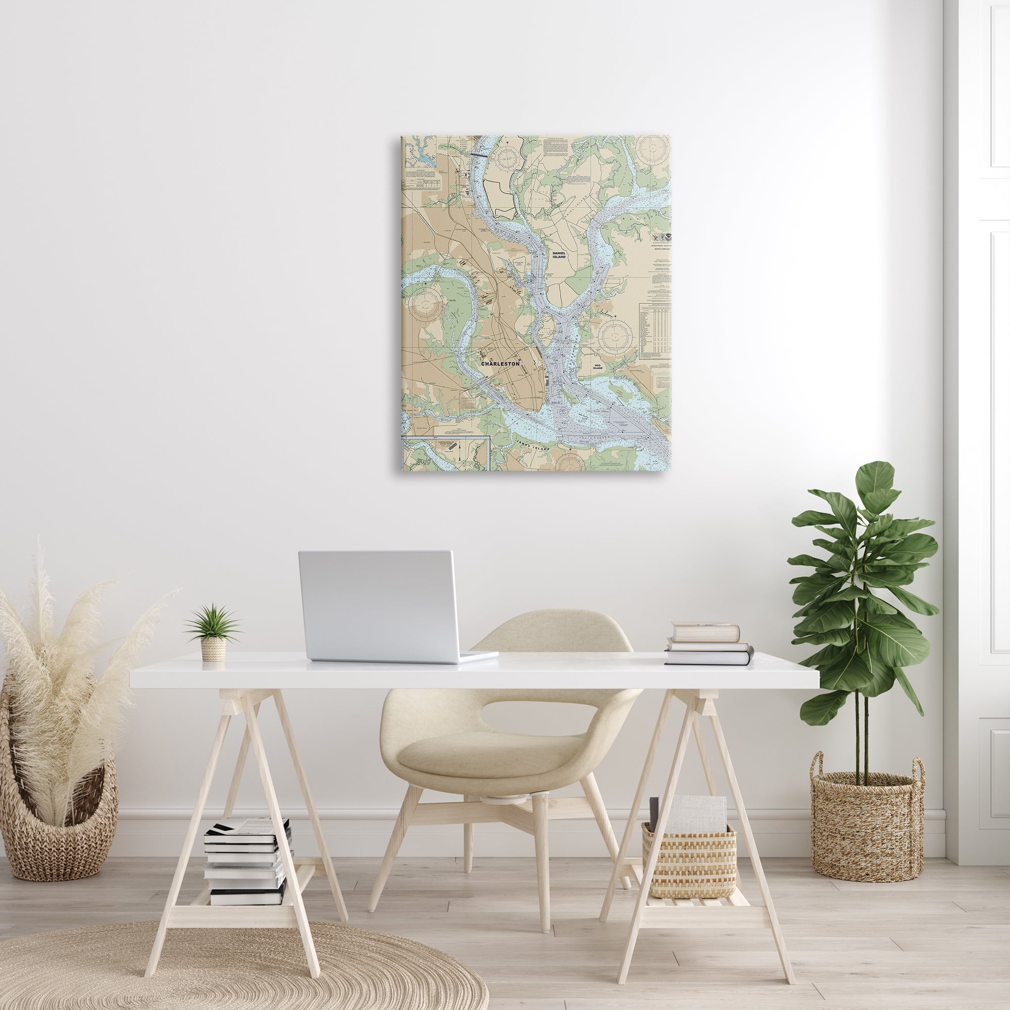 Stupell Industries Charleston South Carolina Nautical Map Daniel Island, 30 x 40, Designed by Daphne Polselli