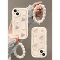 thumbnail image 4 of Compatible with iPhone 15 Case Clear Cute 3D Pearl Glitter Love Heart with Pearl Bracelet Chain Design for Girls Women Kawaii Shockproof Protective Case for iPhone 15, 4 of 11