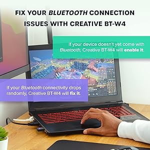 Creative BT-W4 Smart Bluetooth 5.2 Audio Transmitter with aptX Adaptive, 24-bit Audio, Device-Switching Function, and Voice Chat Support for PC/Mac / PS5 / PS4 / Nintendo Switch