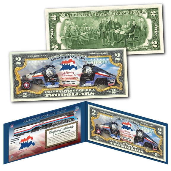 Collectible American FREEDOM TRAIN * Southern Pacific * Company A Moving Monument Genuine U.S. $2 Bill for the 250th Anniversary of America