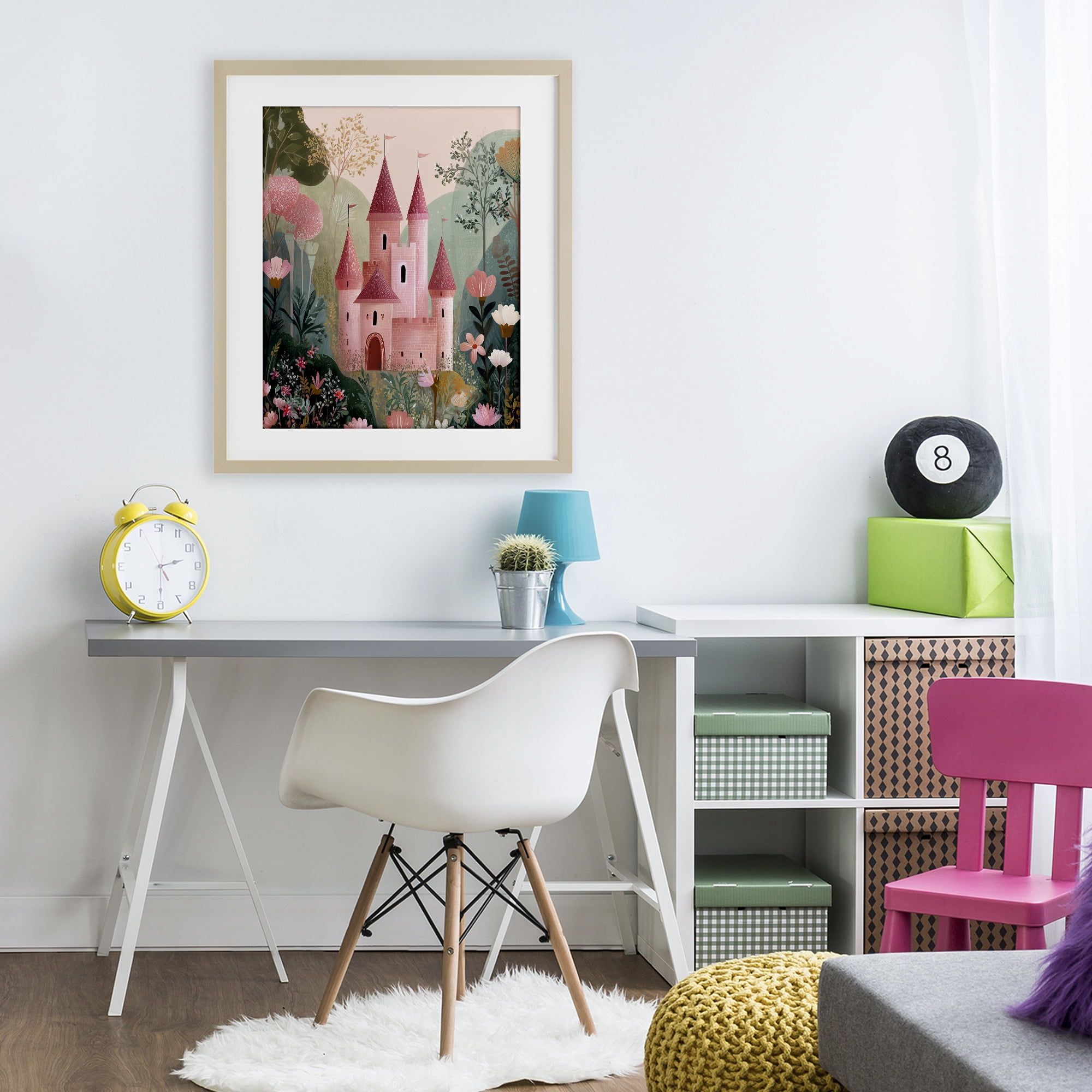 Stupell Industries Castle For A Princess Birch Framed Print Under Glass, design by Christine Simpson Art