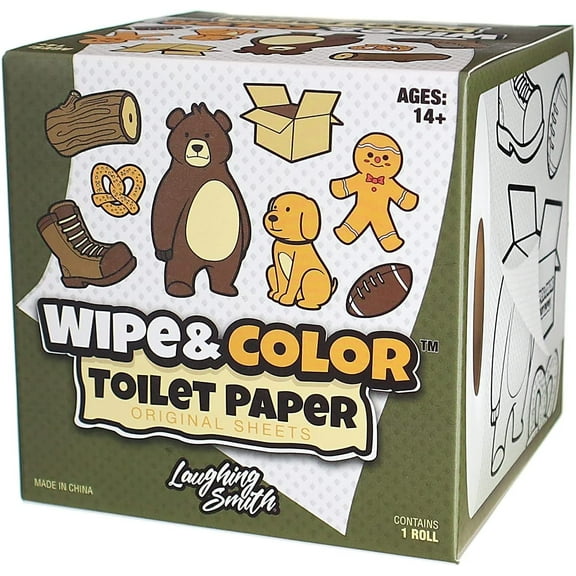 Laughing Smith - Wipe & Color Funny Toilet Paper - 1 Roll - Novelty Toilet Paper